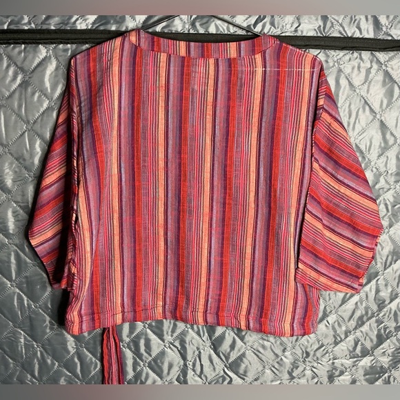 Girl Krazy Multicolor Striped Wrap Blouse red orange and purple size L - Picture 2 of 6